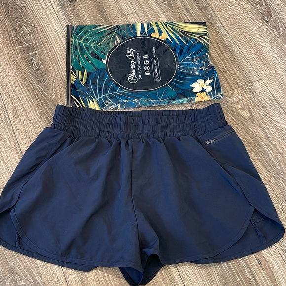 Navy Blue Athletic Shorts with Lining and 1 Pocket - Picture 4 of 6